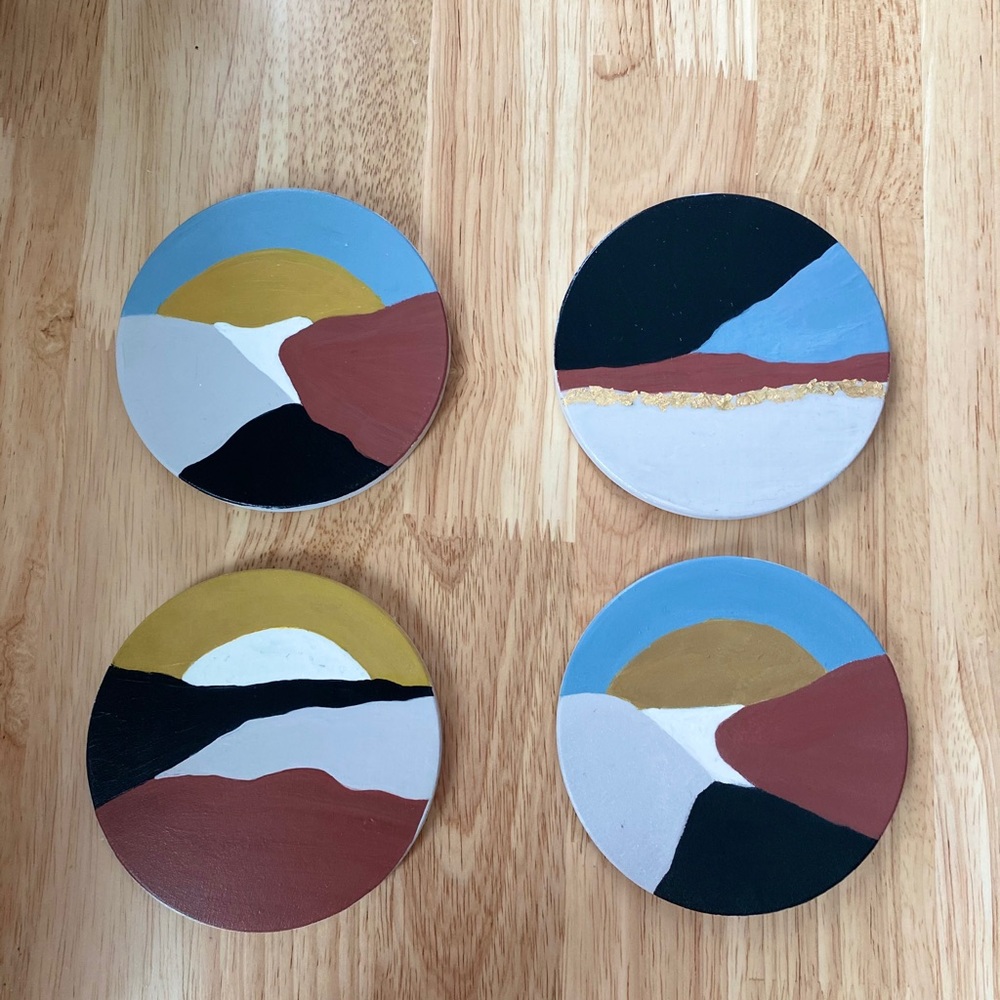 Hand crafted ceramic coasters -(4)
